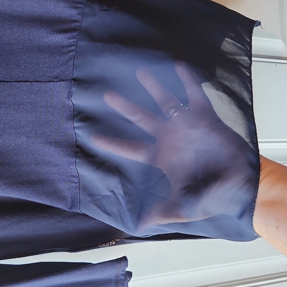 Women's Long-sleeved Shirt With Silver Embellishments Size S Color Navy/Silver - Picture 7 of 7